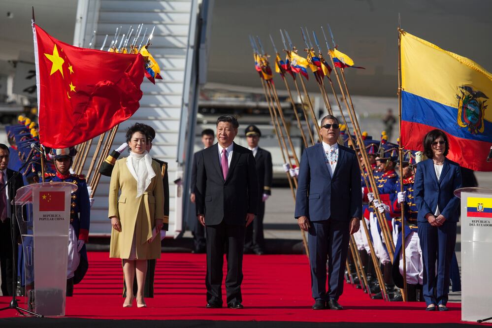 Xi Jinping is in Ecuador for two days before heading to Peru for the APEC summit. (AP Photo/Ana Buitron)