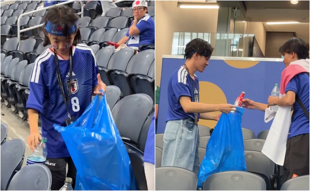 La afición japonesa se volvió viral luego de protagonizar una demostración de orden y disciplina en el Mundial 2026. Foto: FIFA