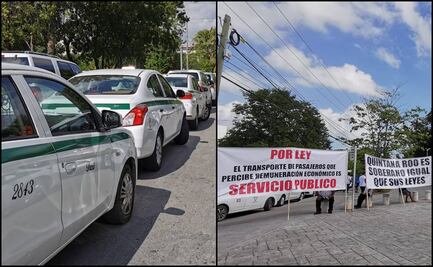 Taxistas colapsan vialidades de Quintana Roo en protesta por entrada de Uber 
