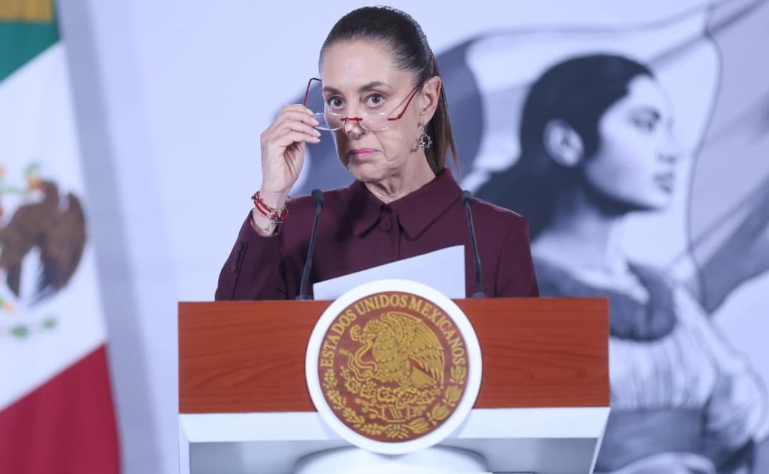 Presidenta Claudia Sheinbaum Pardo durante la conferencia “La Mañanera del Pueblo” desde Palacio Nacional (07/08/2026). Foto: Luis Camacho / EL UNIVERSAL