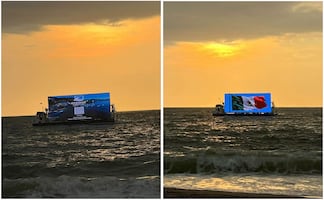 Captan anuncios flotantes en mar de Puerto Vallarta en Jalisco; imágenes desatan polémica en redes