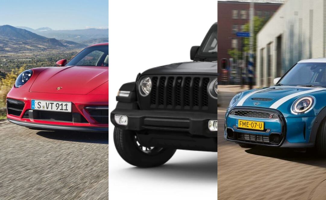 Los modelos de marcas de lujo son los que menos se devalúan. Imagen: Porsche, Jeep y Mini
