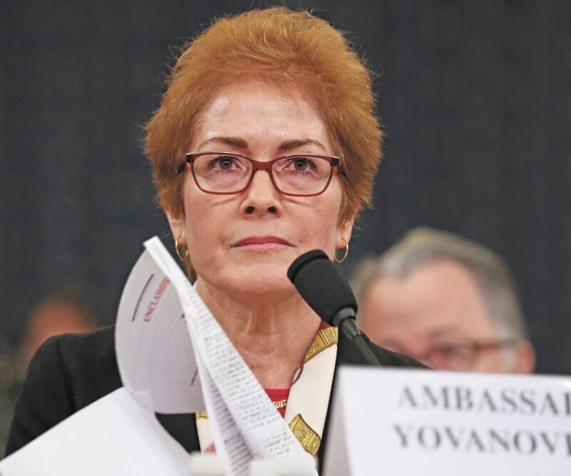 La exembajadora de Estados Unidos en Ucrania, Marie Yovanovitch, testificó ante el Comité de Inteligencia, el 15 de noviembre de 2019. Foto: ANDREW HARNIK. AP