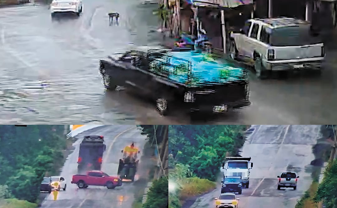 Los explosivos estaban ocultos entre el cargamento de plátanos.
El coche bomba presentó fallas y fue auxiliado por el conductor de una camioneta roja.
Un auto blanco escoltó en el trayecto al vehículo que llevaba los explosivos.
Fotos: Especial