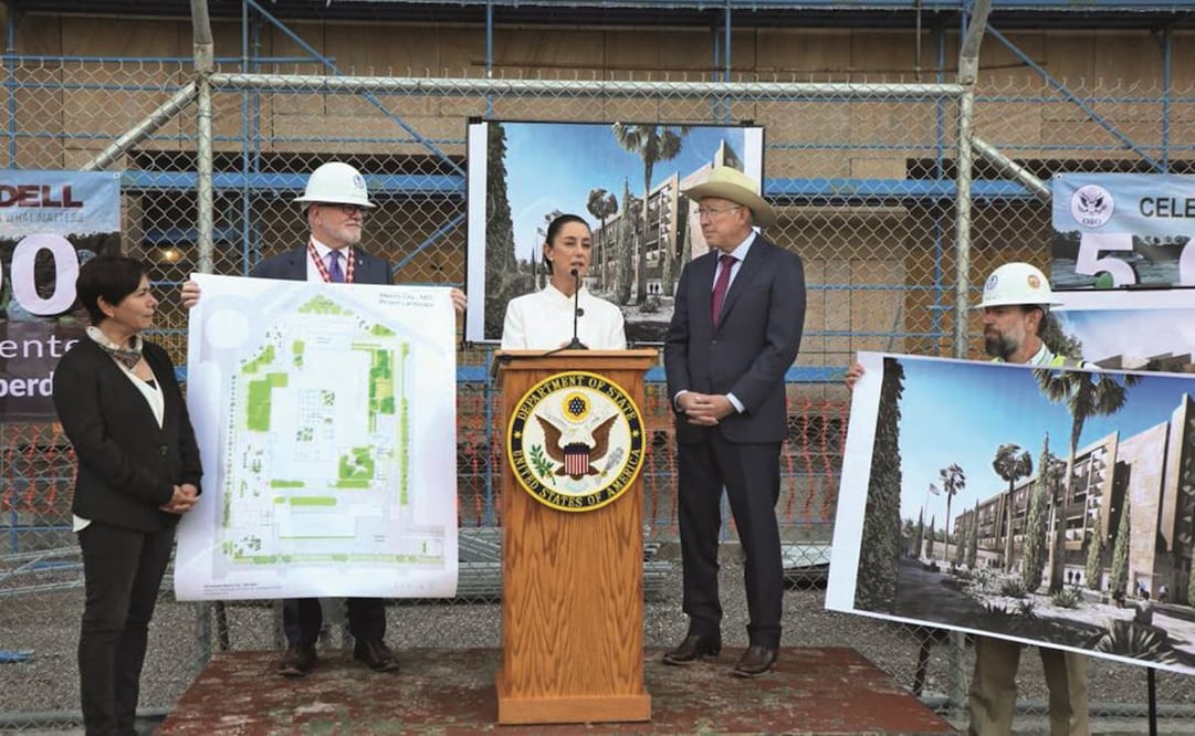 En conferencia de prensa, la jefa de Gobierno agradeció al embajador Ken Salazar la disposición para aminorar las afectaciones por la tala de árboles. Foto: Especial
