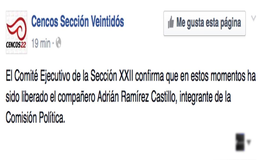 Liberan a profesor de la Sección 22 de la SNTE