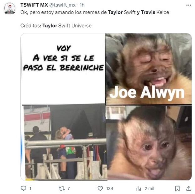 Taylor Swift y Travis Kelce meme. Foto: X