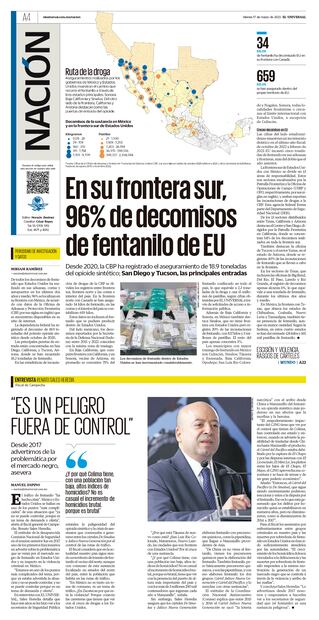 Del premio que recibió EL UNIVERSAL, la Sociedad Interamericana de Prensa (SIP) aseguró que “presenta una amplia y rigurosa investigación acerca del consumo de fentanilio, droga muy peligrosa, que ha crecido dentro del país sin que las autoridades puedan detenerla”.