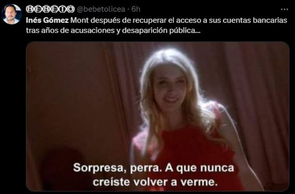 Inés Gómez Mont protagoniza los mejores memes tras desbloqueo de cuentas. Foto: Captura de pantalla