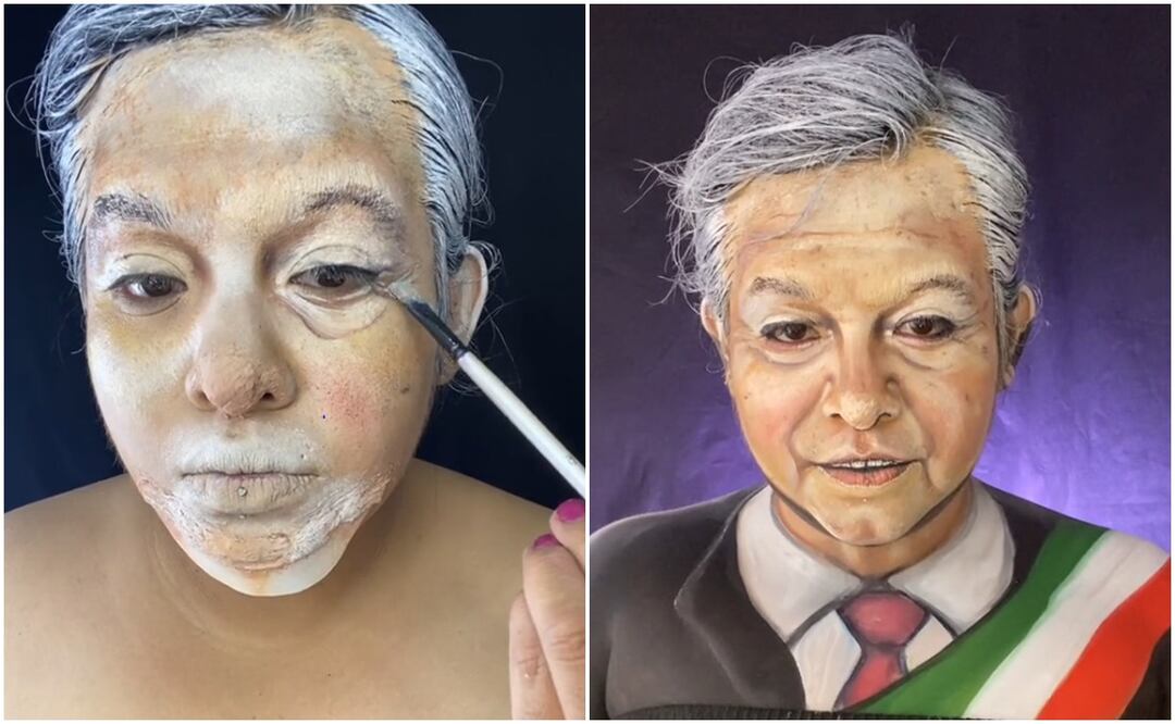 El proceso de creación de la joven, fue muy detallado y de alta calidad, pues usó prótesis faciales en la nariz y el mentón. Fotos: TikTok @karla_albarran_maquillaje