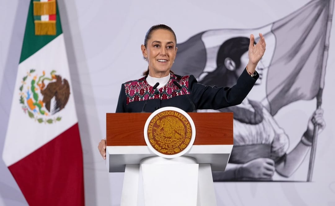 La presidenta Claudia Sheinbaum en la “Mañanera del Pueblo” el jueves 25 de junio de 2026 en Palacio Nacional. Foto: Hugo Salvador/ EL UNIVERSAL
