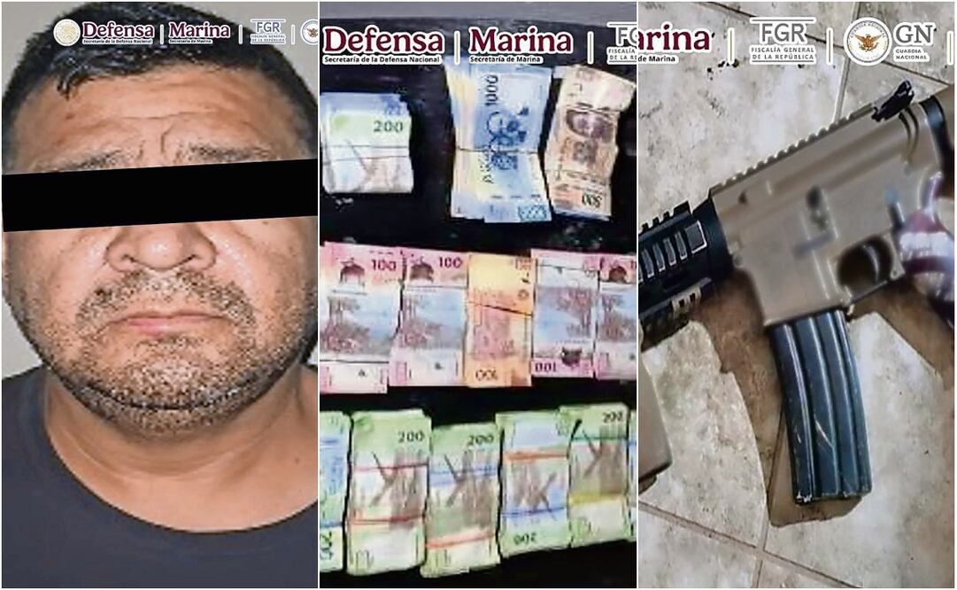 En Nayarit fue detenido Máximo García, El Max, rival de la facción Mayo, y a quien le decomisan droga y 604 mil pesos. Fotos: Especial