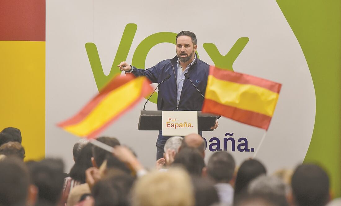 Santiago Abascal, líder de Vox, en un mitin en España. Hace unos días la organización firmó la Carta Madrid con senadores del PAN. Foto: ARCHIVO EL UNIVERSAL