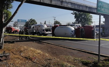 Captan volcadura de pipa de gas en la Texcoco-Lechería
