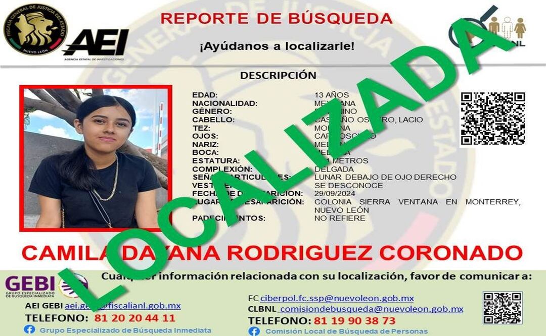 Muere menor reportada como desaparecida tras ser encontrada inconsciente  en un campo de fútbol en Monterrey. Foto: Especial