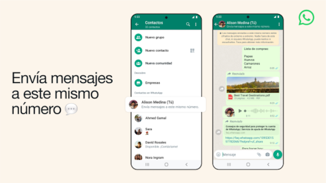 WhatsApp lanza nueva función: ahora puedes chatear contigo mismo 