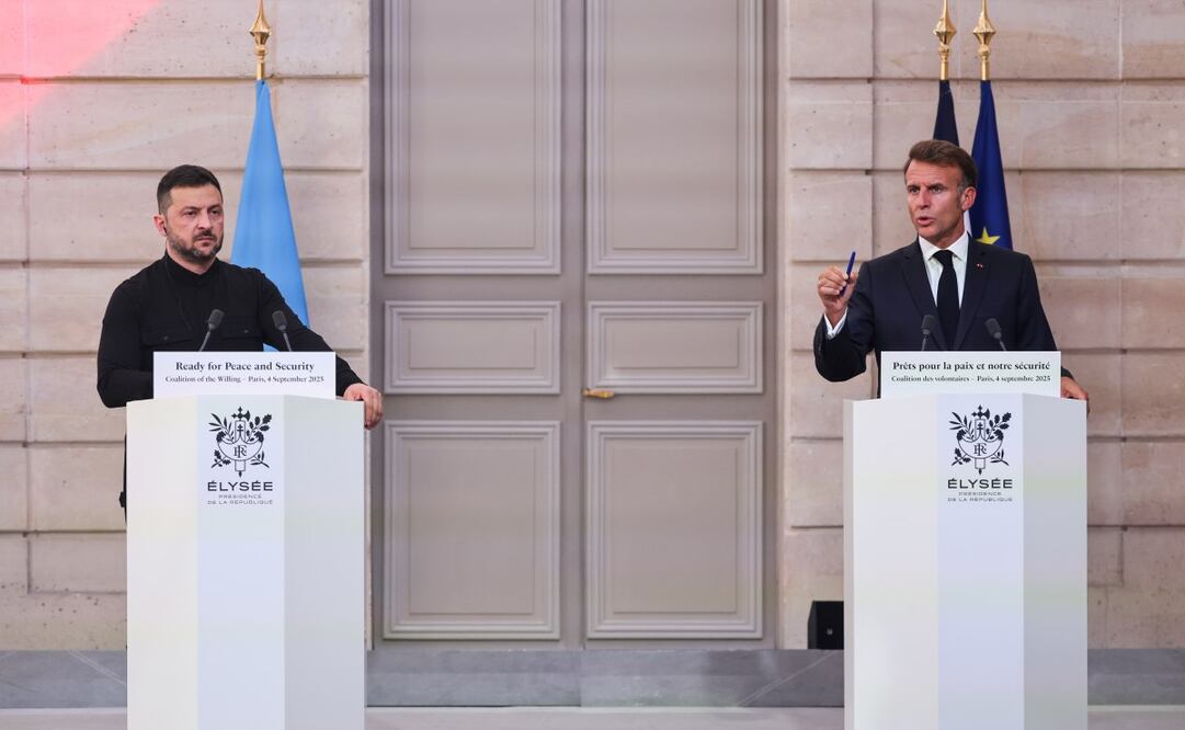 El presidente de Ucrania, Volodímir Zelensky, y el presidente de Francia, Emmanuel Macron. Foto: EFE