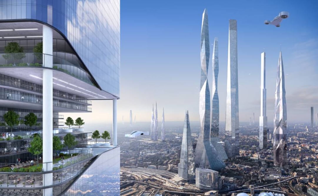 Imagen de como serán las ciudades dentro de 100 años, según el estudio SmartThings Future Living Report. Foto: Taylor Herring vía EFE