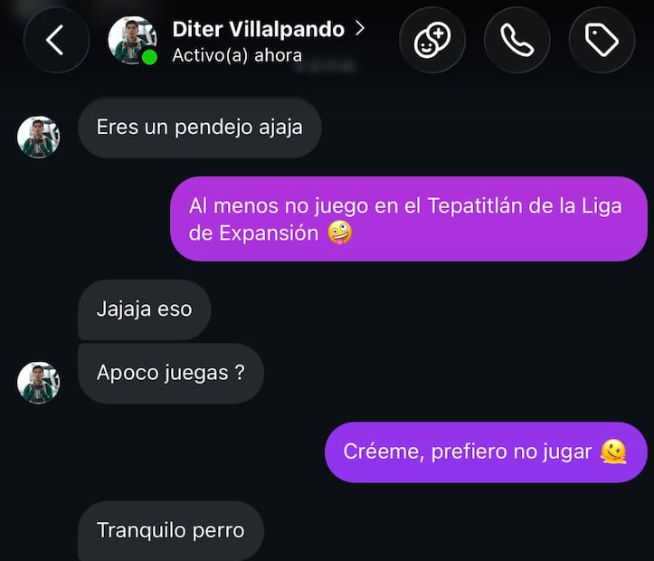 Las conversaciones donde Dieter Villalpando pide entrar a grupos de apuestas deportivas / Fotos: Captura de pantalla de Cristian Rey