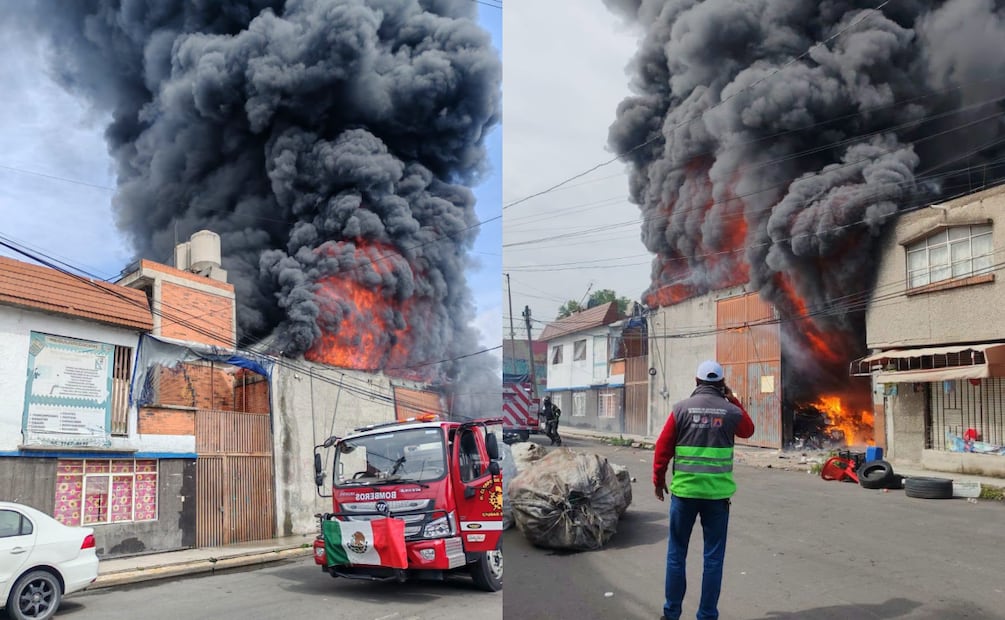 Incendio consume bodega recicladora en Iztapalapa. Foto: Facebook, Protección Civil CDMX