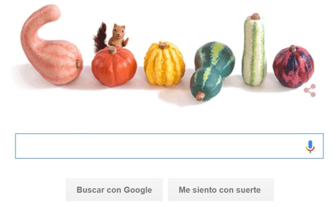 Con una ardilla que juguetea y saluda detrás de calabazas de diversos tipos que forman el nombre de la empresa de Mountain View se festeja la llegada de la estación