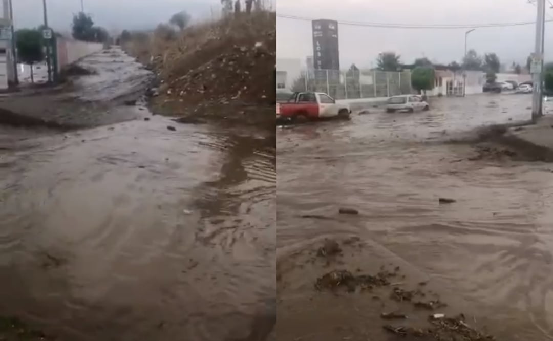 La avenida que divide a los dos fraccionamientos y que se encuentra cerca del cauce se anegó de líquido, lo que afecta a los automovilistas que circulan por la vialidad. Foto: Captura de Pantalla