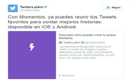 Twitter lanza Moments desde el celular