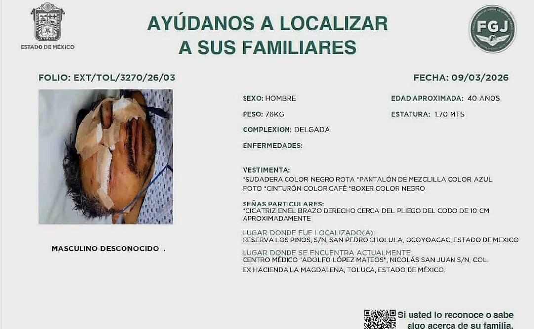 Hombre ingresa a reserva de leones en Ocoyoacac y resulta lesionado; Fiscalía de Edomex emite ficha de búsqueda para localizar a sus familiares.
Foto: Especial.