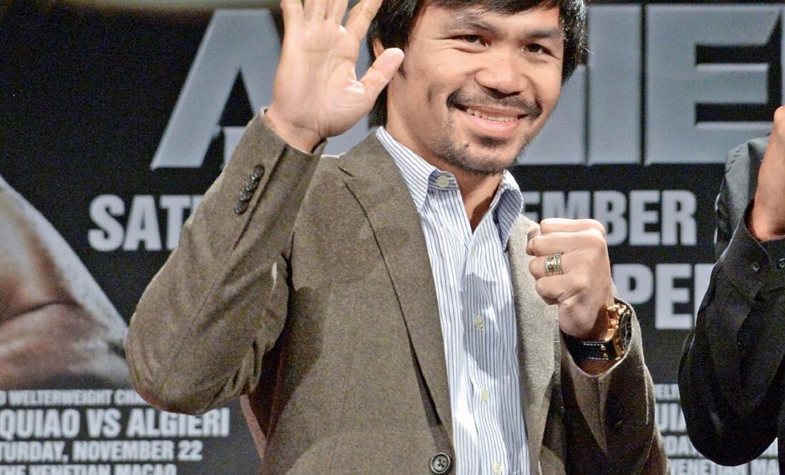 Manny Pacquiao presentó la pelea del adiós, ayer en Los Ángeles (KIRBY LEE. USA TODAY SPORTS)