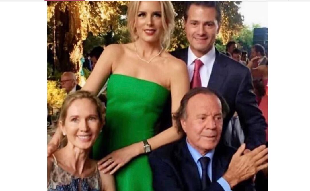 Tania Ruiz, Enrique Peña Nieto, Julio Iglesias y su esposa Miranda Rijnsburger. Fotos: Clase