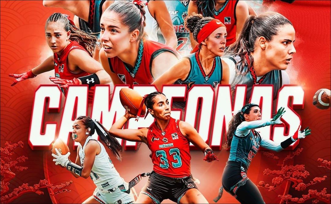 México se colgó el oro en flag football femenil luego de derrotar a Estados Unidos en los World Games 2025 y se convirtió en bicampeón del mundo / FOTO: @nflmx