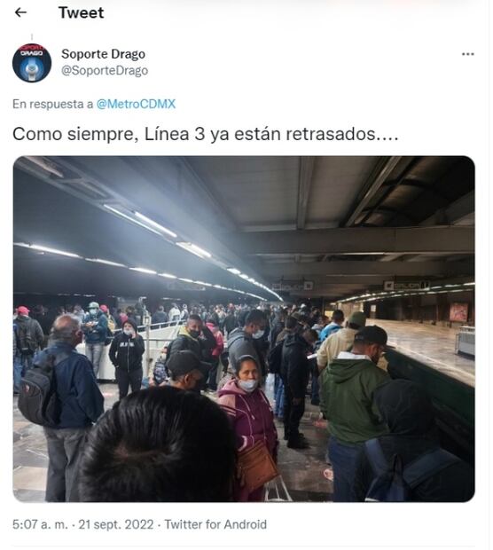 ¿Otra vez? Reportan retrasos de hasta 20 minutos en Línea 3 del Metro  