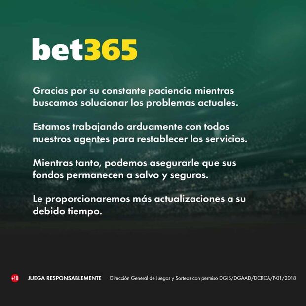 Mensaje de Bet365. Foto: Especial.