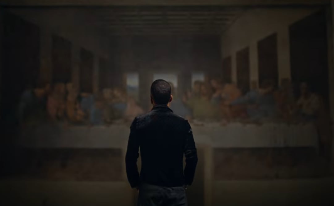 El cantante Sfera Ebbasta en el  convento de Santa María de las Gracias de Milán. Foto: Vía Youtube.