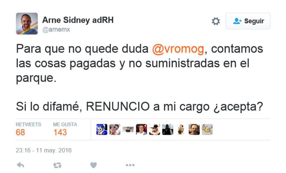Riñen Arne y Romo en Twitter