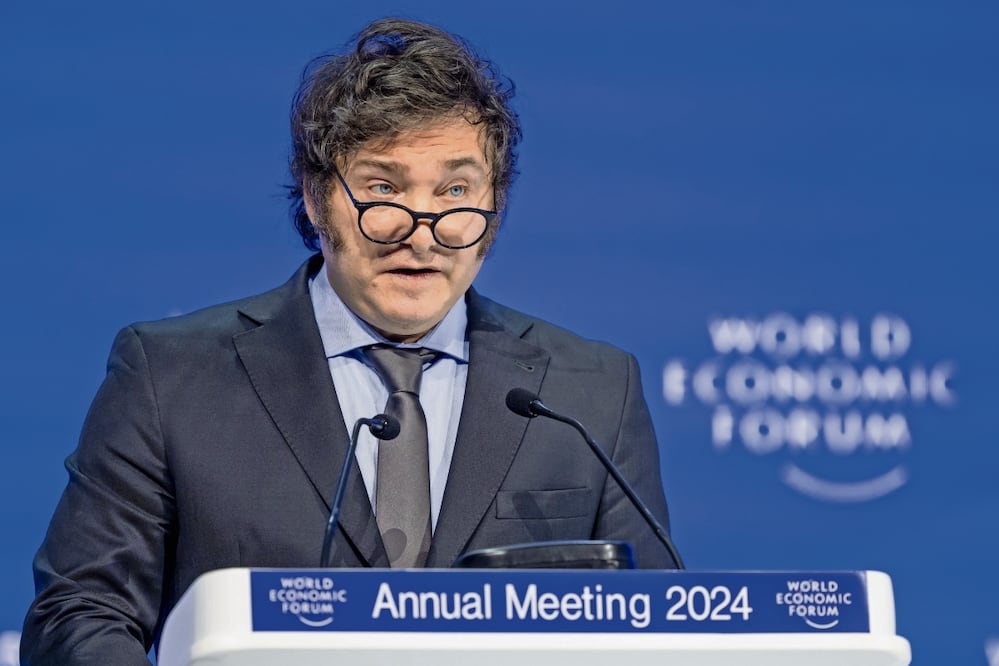 Javier Milei, mandatario de Argentina, el miércoles pasado en el Foro Económico Mundial en Davos, Suiza. Foto: Gian Ehrenzeller | EFE