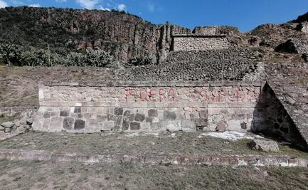 Dañan con grafiti monumentos arqueológicos en Huapalcalco, Hidalgo