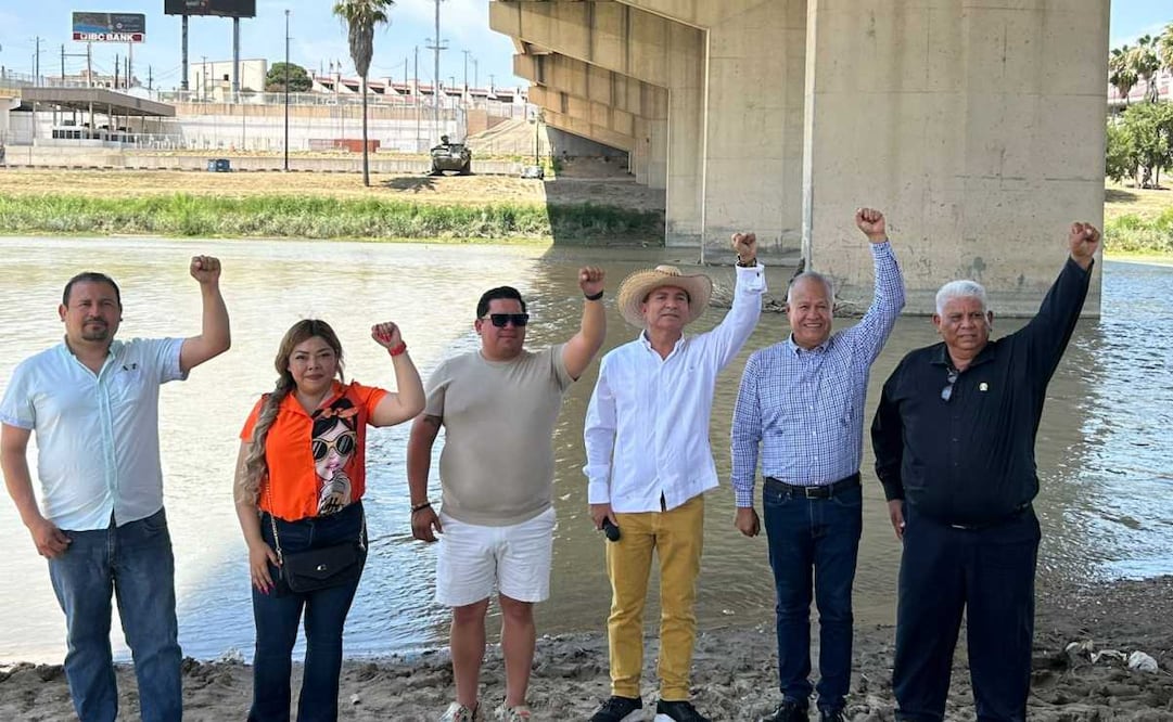 Activista tamaulipeco denuncia tanqueta del ejercito estadounidense apuntando hacia México (22/07/2025). Foto: Especial