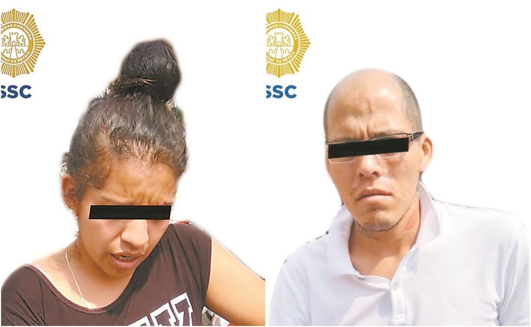 Estefany “N” y Daniel “N”, quien tiene tres ingresos a prisión, al parecer pertenecen a La Unión Tepito; fueron asegurados en la alcaldía Cuauhtémoc. FOTOS ESPECIALES