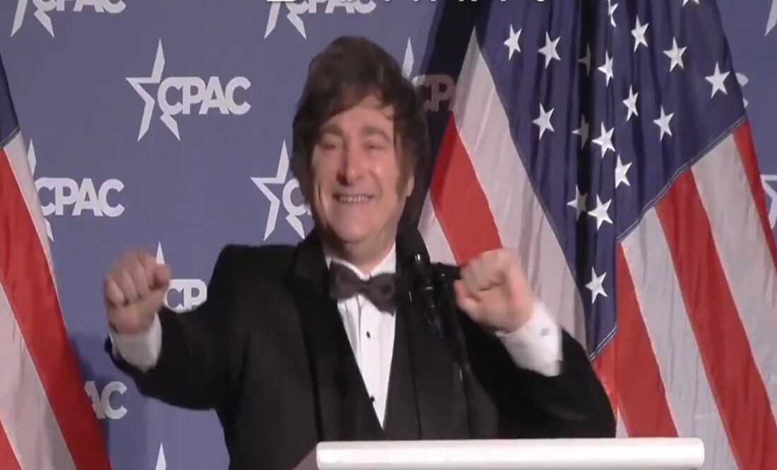 El presidente argentino, Javier Milei estuvo en una cena de gala de la Conferencia de Acción Política Conservadora (CPAC) en Palm Beach, Florida. Imagen: Tomada de video