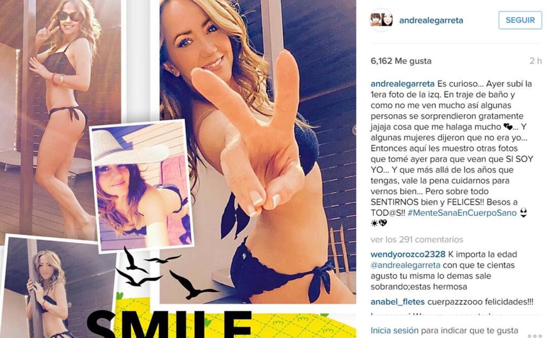 La conductora sorprendió a sus seguidores. FOTO: Instagram/andrealegarreta.