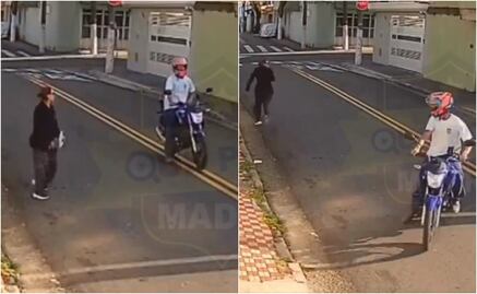 VIDEO: La peculiar reacción de una mujer al creer que sería asaltada por motociclista