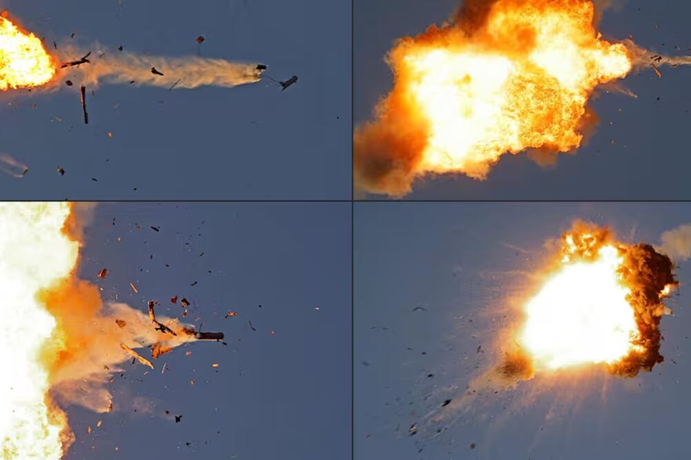 Imágenes de un misil de Hezbolá destruido por Israel. FOTO: AFP