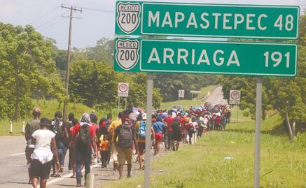 Avanza caravana de migrantes a Escuintla, Chiapas