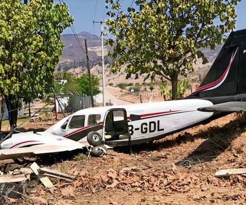 La avioneta matrícula XB-GDL en que viajaba la edil despistó luego de que el piloto perdió el control al tocar tierra. Por fortuna no hubo decesos. Foto: Especial