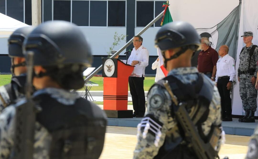Américo Villlarreal inaugura instalaciones del 12 batallón de la Guardia Nacional en Tamaulipas (22/08/2025). Foto: Especial