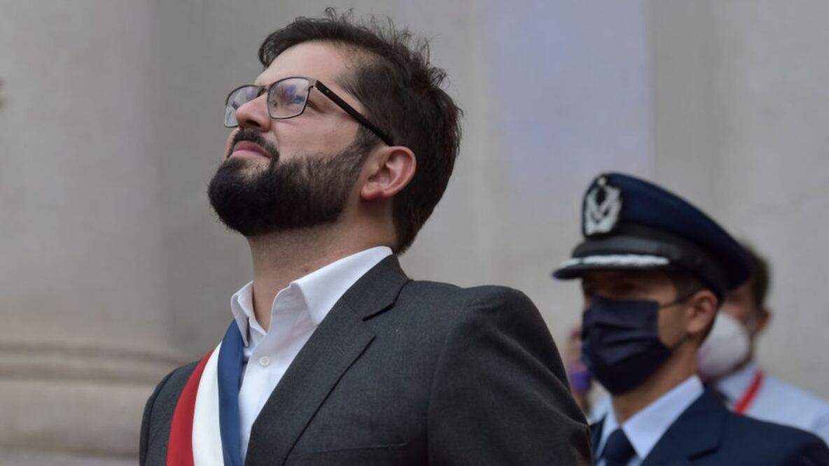 Gabriel Boric dio el primer discurso como presidente de Chile desde el Palacio de La Moneda.  Foto: Getty Images