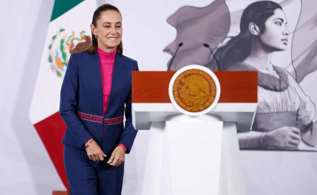 La presidenta Claudia Sheinbaum durante la mañanera del 7 de enero del 2026. Foto: Diego Simón / EL UNIVERSAL