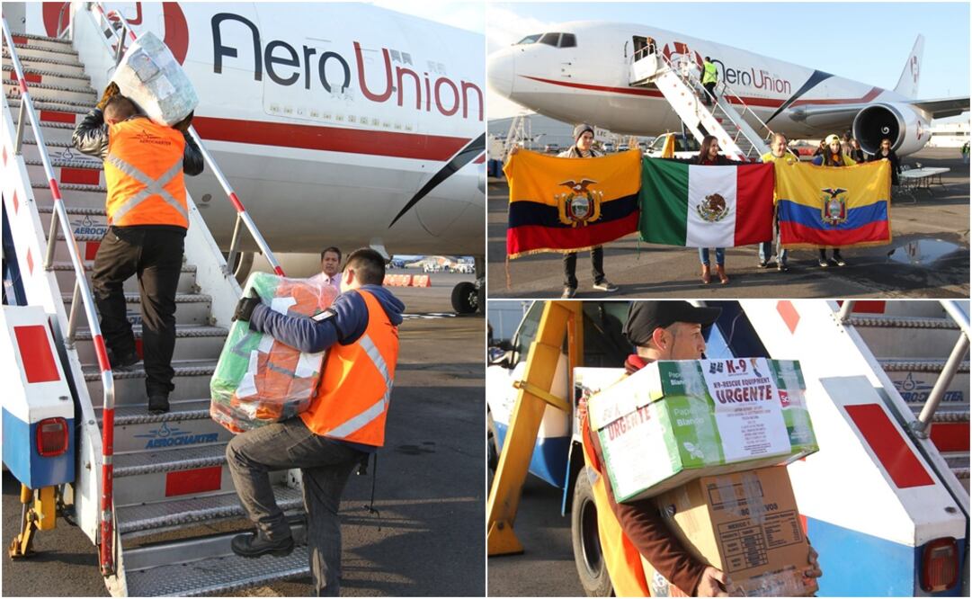 Este domingo un avión de carga partió de México rumbo a Ecuador, con 40 toneladas de ayuda humanitaria. Foto: Notimex