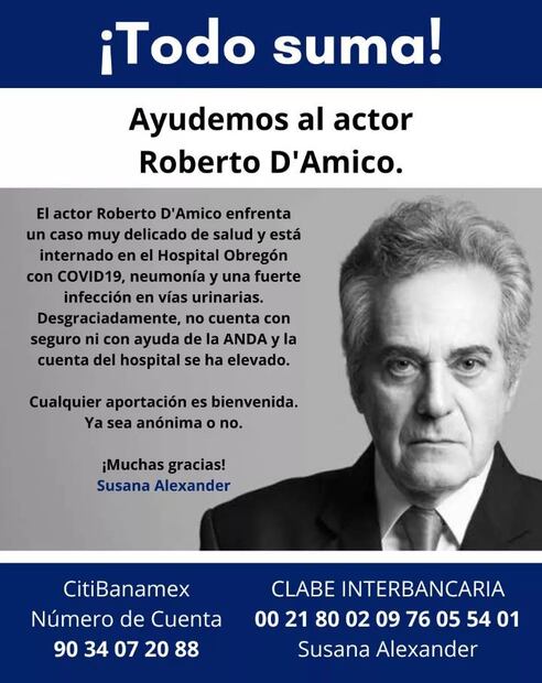 Roberto D'Amico pide ayuda, tiene problemas de salud y económicos.